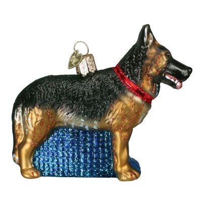 Old-World Christmas Glass Blown Ornament with S-Hook and Gift Box, Variety Animal Collection (German Shepherd, 12212)