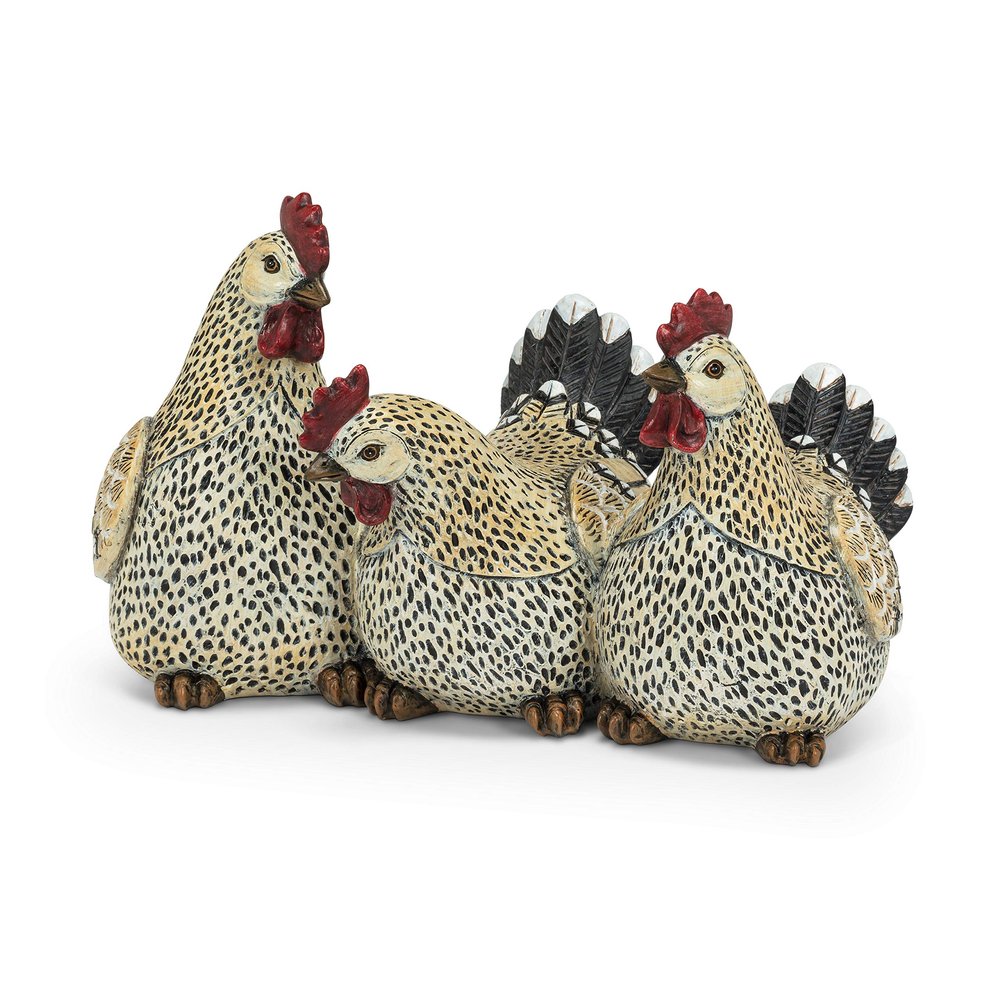Abbott Collection Rooster Trio - Beige & Black (11" Long)