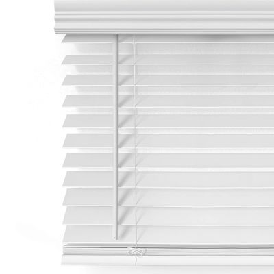 Mood Faux Wood Blinds | 29 inch Blinds for Windows | 2" Cordless Blackout Window Treatment | Comfort White | 29 x 72
