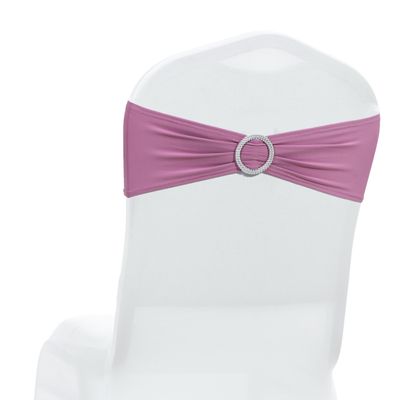 MDS Pack of 75 Spandex Chair Sashes Bow Premium Stretch Chair Cover Band with Buckle Slider Universal fits Elastic Dining Chair Ties for Wedding Party Banquet Events Decoration - Dusty Pink