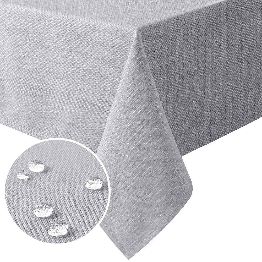 H.VERSAILTEX Linen Textured Table Cloths 54 x 54 Inch Premium Solid Tablecloth Spill-Proof Waterproof Table Cover for Dining Buffet Feature Extra Soft and Thick Fabric Wrinkle Free, Grey