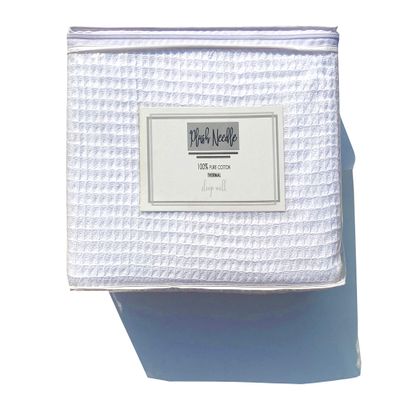 100% Soft Cotton Thermal Waffle Weave Throw Blankets - Size King (108 x 90), White