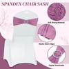 MDS Pack of 125 Spandex Chair Sashes Bow Universal fits Elastic Stretch Chair Bands Ties with Buckle for Wedding Party Banquet Events Decoration Spandex Slider Sashes Bow - Dusty Pink view 3