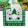 Edwiinsa St. Patrick's Day Gnomes Lucky Coin Table Runner-Cotton Linen Long 90 inch, Wood Grain Green Buffalo Checkered Tablerunner for Kitchen Coffee/Dining/End Table Scarfs Decor for Holiday Dinner view 1