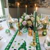 Edwiinsa St. Patrick's Day Gnomes Lucky Coin Table Runner-Cotton Linen Long 90 inch, Wood Grain Green Buffalo Checkered Tablerunner for Kitchen Coffee/Dining/End Table Scarfs Decor for Holiday Dinner view 2