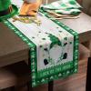 Edwiinsa St. Patrick's Day Gnomes Lucky Coin Table Runner-Cotton Linen Long 90 inch, Wood Grain Green Buffalo Checkered Tablerunner for Kitchen Coffee/Dining/End Table Scarfs Decor for Holiday Dinner view 3