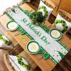 Edwiinsa St. Patrick's Day Gnomes Lucky Coin Table Runner-Cotton Linen Long 90 inch, Wood Grain Green Buffalo Checkered Tablerunner for Kitchen Coffee/Dining/End Table Scarfs Decor for Holiday Dinner view 4