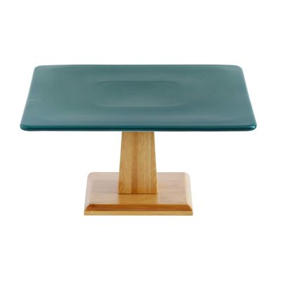 6/9 Inch Cake Dedicated Display Stand, Square Tall Dessert Table Daily Use At Home Fruit Bread Snack Tray Ceramic Plate (Color : Green, Size : 22.6cm)