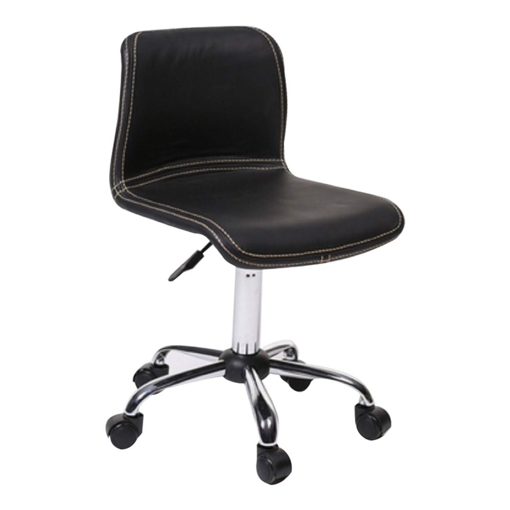 Armless Ergonomic Task Chair, Faux Leather Swivel Office Chair, Adjustable Home Comfort Chair, Load Bearing 150kg