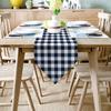 IDOWMAT Burlap Table Runner for Holiday Party, Banquets, Easy to Clean Buffalo Plaid Checkered Navy Blue and White Non-Slip Dining Table Runner for Kitchen Decor Everyday Use, Washable 13 by 90 Inch view 2