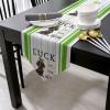 Cotton and Linen Triangle Table Runners 70 Inches Long, Dachshund Dog Biting Clover Luck of Irish, Dresser Scarves Table Decor for Wedding/Party/Ceremony/Banquet St. Patrick's Day Rustic Wood Board view 2