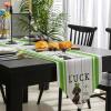 Cotton and Linen Triangle Table Runners 70 Inches Long, Dachshund Dog Biting Clover Luck of Irish, Dresser Scarves Table Decor for Wedding/Party/Ceremony/Banquet St. Patrick's Day Rustic Wood Board view 3