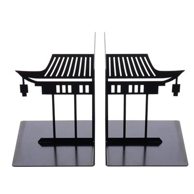 HEALLILY 1 Pair Chinese Bookends Ancient Asian Style Building Pattern Bookends Desktop Decorative Bookshelf Stationery Supplies for Children Adults