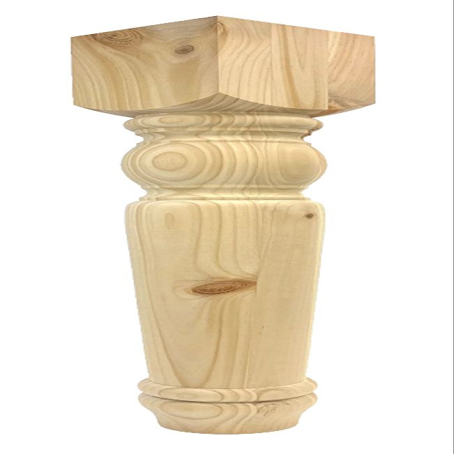 Highland Manor Wood Products Cheshire Dining Table Leg - 29" Tall x 4" Wide - Unfinished Wooden Kitchen Table Leg - (Oak) (1 Leg)