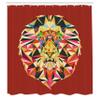 Ambesonne Zoo Shower Curtain, Colorful Animals Geometric Diamond Face Lions Mane Savannah Wildlife Theme Image Print, Cloth Fabric Bathroom Decor Set with Hooks, 69" W x 75" L, Maroon view 2
