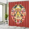 Ambesonne Zoo Shower Curtain, Colorful Animals Geometric Diamond Face Lions Mane Savannah Wildlife Theme Image Print, Cloth Fabric Bathroom Decor Set with Hooks, 69" W x 75" L, Maroon view 4