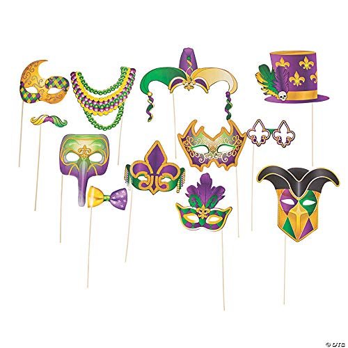 12 Piece(s) Mardi Gras Photo Stick Props