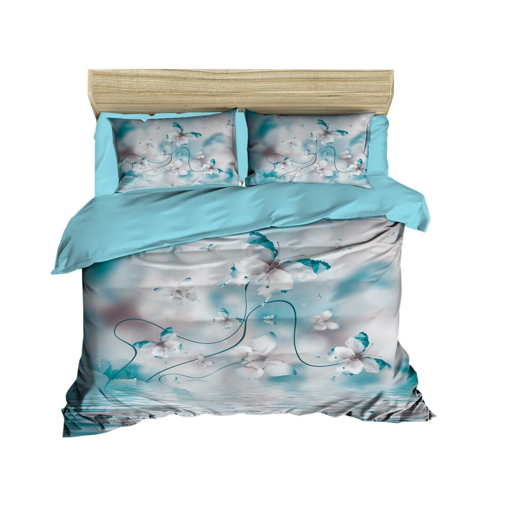 paradise RANFORCE 100% Cotton 3D Printed Butterfly Themed, Birds Bedding Set, Full/Queen Size Quilt/Duvet Cover Set, Comforter Included (5 Pieces)