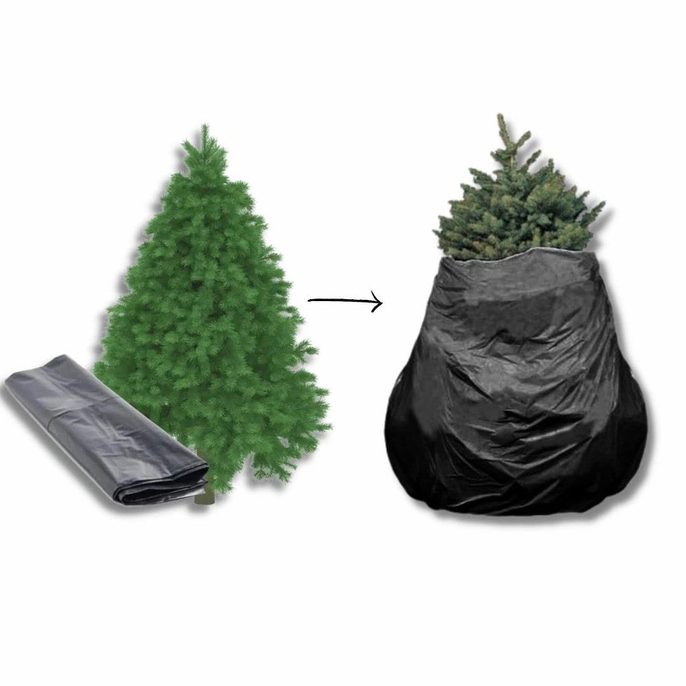 Plasticplace Christmas Tree Disposal and Storage Bag Fits Trees 9 Tall 38" x 34" x 114", 1.5 MIL (Black)