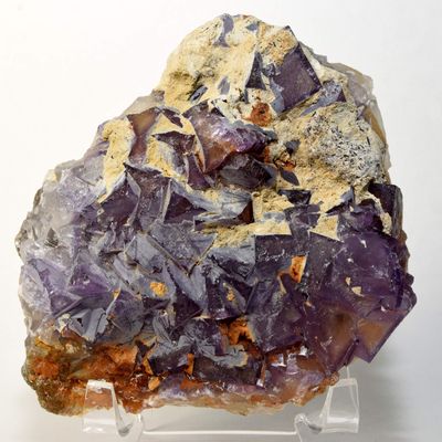 4" 375g Purple Octahedral Fluorite Cluster Natural Crystal Cubes Rough Mineral Gemstone Specimen - China