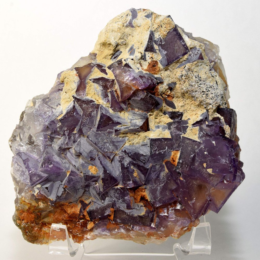 4" 375g Purple Octahedral Fluorite Cluster Natural Crystal Cubes Rough Mineral Gemstone Specimen - China