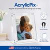 10x13 Acrylic Floating Picture Frame - Table Stand with Chrome Magnetic Front Cover to Easily Change Photos - Made in The USA view 3