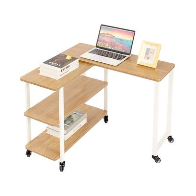 AZL1 Life Concept Accent 360 Free Rotating Sofa Side Snack Table for Home Office, Light Oak