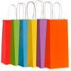 Matissa 12 Small Paper Gift Bags with handles plain color 9" x 6" x 3" (Rainbow/Multicolor) view 2
