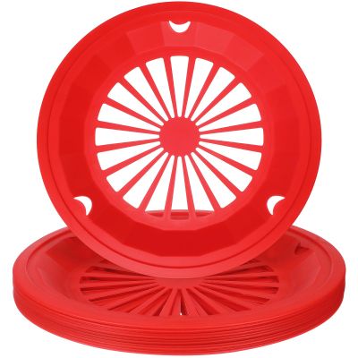 10 Pack Fast Food Baskets,10.61Inches Round Plastic Bread Fry Baskets for Fast Food Restaurant, Serving, Barbecues, Picnics, Parties,Red