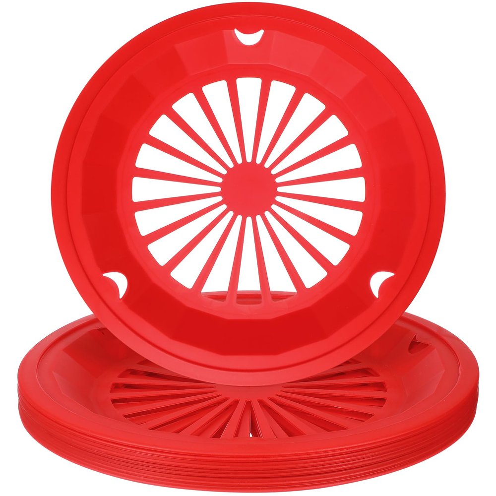 10 Pack Fast Food Baskets,10.61Inches Round Plastic Bread Fry Baskets for Fast Food Restaurant, Serving, Barbecues, Picnics, Parties,Red
