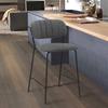Armen Living Carlo 26" Gray Faux Leather and Black Metal Counter Height Bar Stool view 2