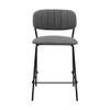Armen Living Carlo 26" Gray Faux Leather and Black Metal Counter Height Bar Stool view 4
