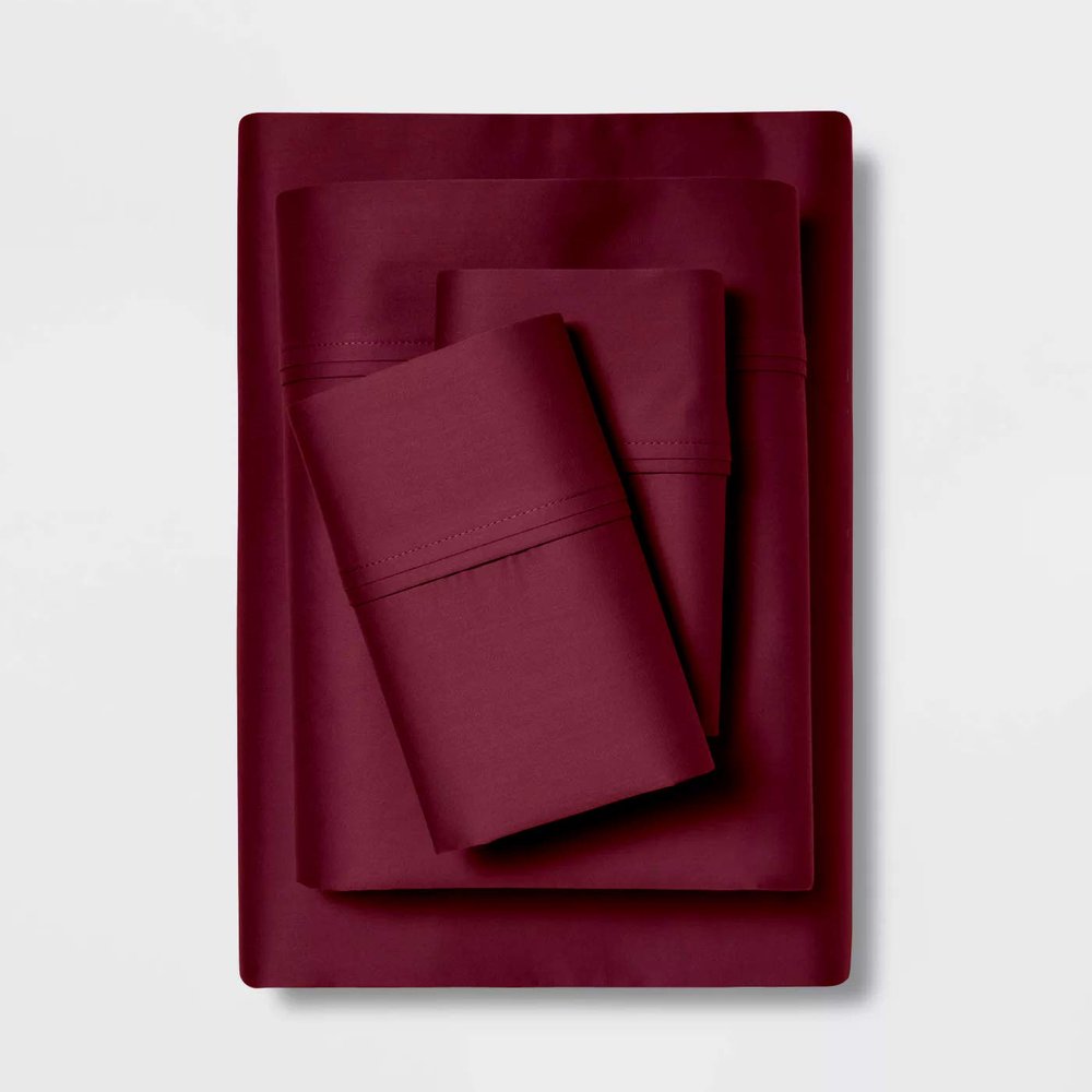 Mr Pandaa Extra Deep Bedsheet Set Fits 18 to 24 Inch Extra Thick Mattress, [4 Piece] Sheet Set, 800-Thread-Count 100% Egyptian Cotton- Sateen Weave Bed Sheets (Cal-King, Burgundy}