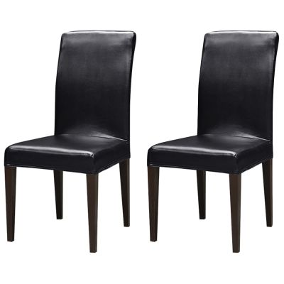 JHLD PU Leather Dining Chair Covers, Stretch Chair Slipcover Soft Waterproof Chair Protector Chair Covers for Dining Room for Kitchen Room Hotel-Black-Set of 2