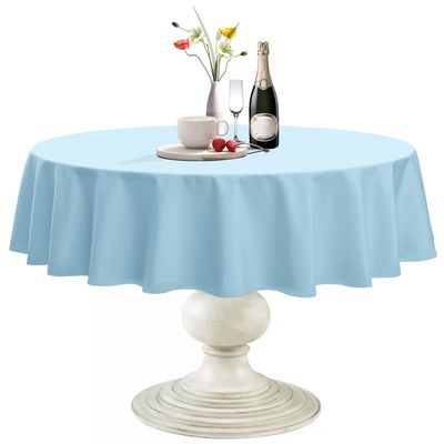 Softalker Round Tablecloth, Waterproof & Stain Resistant Table Cloth Wrinkle Free Fabric Washable 210GSM Polyester Table Cover for Spring/Party/Outdoor - 70 inch,Baby Blue