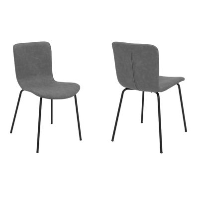 Armen Living Gillian Modern Charcoal Fabric and Metal Dining Room Chairs - Set of 2