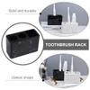 English: Resin Marble Texture Toothbrush Holder Stand - Black Bathroom Countertop Organizer for Toothpaste and Toiletries view 2