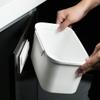 Cabilock Hanging Trash Can with Lid Plastic Small Under Sink Garbage Can Wall-Mounted Garbage Container Bin for Bathroom Kitchen Cabinet Door view 4