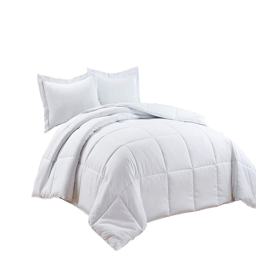 All Season Alternative Comforter Oversized King Size 100% Cotton,500 GSM,Winter Warm,Ultra Soft Fluffy,Insert with Corner Tabs,Box Stitched Comforter with 2 Pillow Shams(3 Pcs | White)