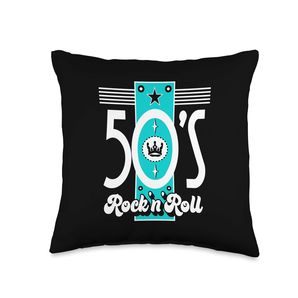 1950s Sock Hop 50s Vintage Rockabilly Doo Wop Rock and Roll Throw Pillow