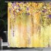 Ambesonne Flower Shower Curtain, Abstract Herbs Alternative Medicine Blossoms Ivy Back Florets Shrubs Design, Cloth Fabric Bathroom Decor Set with Hooks, 69" W x 84" L, Mustard Purple view 3
