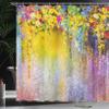 Ambesonne Flower Shower Curtain, Abstract Herbs Alternative Medicine Blossoms Ivy Back Florets Shrubs Design, Cloth Fabric Bathroom Decor Set with Hooks, 69" W x 84" L, Yellow Lilac view 3