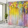 Ambesonne Flower Shower Curtain, Abstract Herbs Alternative Medicine Blossoms Ivy Back Florets Shrubs Design, Cloth Fabric Bathroom Decor Set with Hooks, 69" W x 84" L, Yellow Lilac view 4