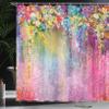 Ambesonne Flower Shower Curtain, Abstract Herbs Alternative Medicine Blossoms Ivy Back Florets Shrubs Design, Cloth Fabric Bathroom Decor Set with Hooks, 69" W x 75" L, Pastel Pink view 3