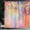 Ambesonne Flower Shower Curtain, Abstract Herbs Alternative Medicine Blossoms Ivy Back Florets Shrubs Design, Cloth Fabric Bathroom Decor Set with Hooks, 69" W x 75" L, Peach Fuchsia view 3