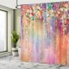 Ambesonne Flower Shower Curtain, Abstract Herbs Alternative Medicine Blossoms Ivy Back Florets Shrubs Design, Cloth Fabric Bathroom Decor Set with Hooks, 69" W x 75" L, Peach Fuchsia view 4