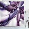 Ambesonne Abstract Shower Curtain, Geometrical Smoke Like Striped Huge Flower Floral Design Work of Art, Cloth Fabric Bathroom Decor Set with Hooks, 69" W x 75" L, Blue Violet view 1