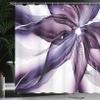 Ambesonne Abstract Shower Curtain, Geometrical Smoke Like Striped Huge Flower Floral Design Work of Art, Cloth Fabric Bathroom Decor Set with Hooks, 69" W x 75" L, Blue Violet view 3