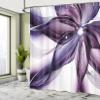 Ambesonne Abstract Shower Curtain, Geometrical Smoke Like Striped Huge Flower Floral Design Work of Art, Cloth Fabric Bathroom Decor Set with Hooks, 69" W x 75" L, Blue Violet view 4