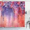 Ambesonne Flower Shower Curtain, Abstract Herbs Alternative Medicine Blossoms Ivy Back Florets Shrubs Design, Cloth Fabric Bathroom Decor Set with Hooks, 69" W x 84" L, Salmon Violet view 1